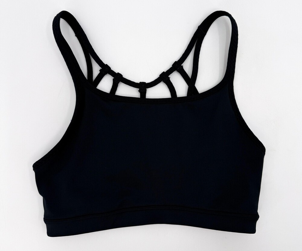Athleta Sports Bra Womens XS Navy Strappy Mesh Back High Neck Athletic Yoga Gym